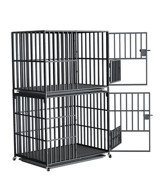 Bingopaw Stackable Large Dog Cage with Casters and Tray