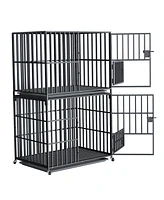 Bingopaw Stackable Large Dog Cage with Casters and Tray