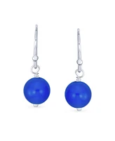 Bling Jewelry Set of 2 Simple Natural Multi Stones 8MM Bead Drop Ball Earrings Sterling Silver