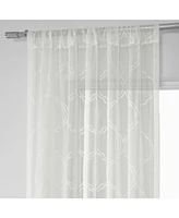 Half Price Drapes Florentina White Embroidered Geometric Sheer Curtain