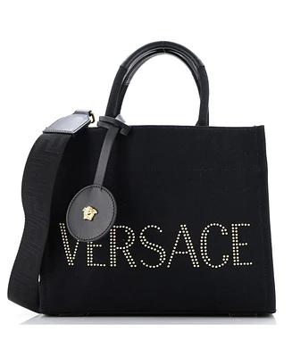 Pre-Owned Versace Medium La Medusa Tote Studded Canvas