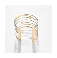 Sohi Women's Lined Stone Cuff Bracelet