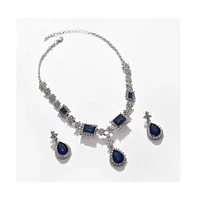 Sohi Women's Silver Plated Designer Stone Jewellery Set