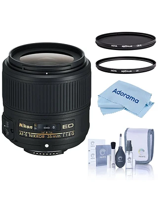 Nikon 35mm f/1.8G Af-s Ed Nikkor Lens, Black, Bundle with Hoya 58mm Uv and Cpl Filters