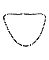Bling Jewelry Flat Figaro Link 5MM Necklace & Bracelet Set Black Gold Tone Stainless Steel