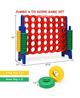 Gymax Kids Adults Jumbo 4-to-Score Game Set Giant 4 in A Row w/ 42 Jumbo Rings