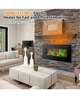 Gymax 36'' Electric Fireplace Wall Mounted & Freestanding Heater Remote Control 1500W