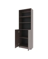 Beyerville Bookcase with Open Storage and 2 Doors, Stained Walnut