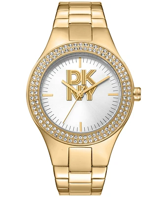 Dkny Women's Parsons Glitz Gold-Tone Stainless Steel Bracelet Watch