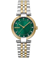 Dkny Women's Essential Glitz Dark Green Dial Gold Two-Tone Stainless Steel Bracelet Watch 30mm