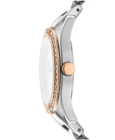Dkny Women's Astoria Midi Glitz Silver Dial Rose Gold-Two-Tone Stainless Steel Bracelet Watch 33mm