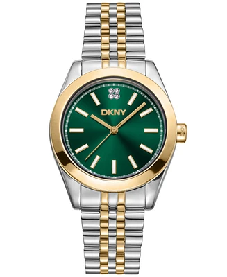 Dkny Women's Nolita Midi Dark Green Dial Gold-Two-Tone Stainless Steel Bracelet Watch 32mm