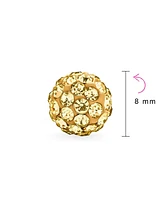 Bling Jewelry Set of 3 Elegant Round 8MM Glittering Pave Crystal Disco Ball Stud Earrings .925 Sterling Silver