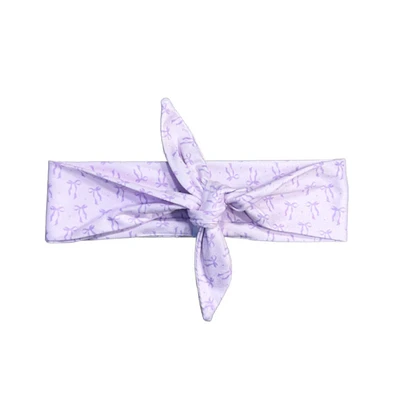 Ultra Soft Knotted Headband - Purple Bows