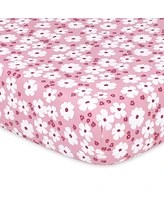 The Peanutshell Fitted Crib Sheet Set, Daisy, 4 Pack