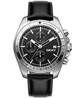 Dkny Men's Central Park Chronograph Black Leather Strap Watch, 42mm