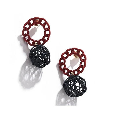 Sohi Women's Textured Drop Earrings
