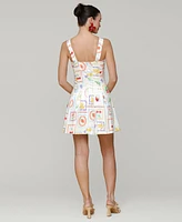 Avec Les Filles Women's Fruit-Print Flared Mini Dress