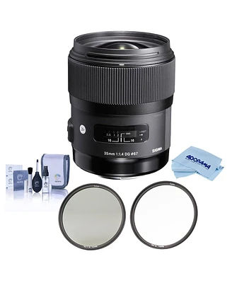 Sigma 35mm f/1.4 Dg Hsm Art Lens for Nikon F, Bundle with Haida 67mm Cpl+Clear Filter Kit, Cleaning Kit, Cleaning Cloth