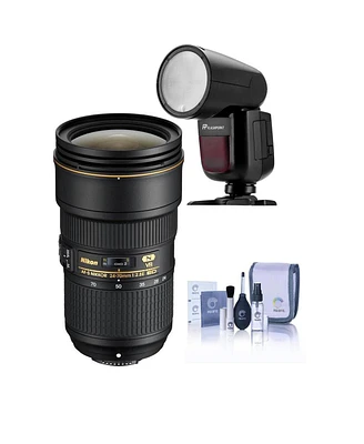 Nikon 24-70mm f/2.8E Ed-if Af-s Vr Nikkor Lens, Bundle with Flashpoint Zoom Li-on X R2 Flash Speedlight for Nikon, Cleaning Kit