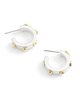 Coach Signature Tea Rose Huggie Hoops Earrings