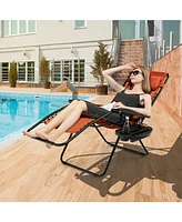 2 Pieces Folding Lounge Chair with Zero Gravity