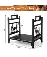 Sturdy Metal Firewood Holder with Handles for Fireplace or Patio