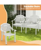 Set of 2 Cast Aluminum Patio Chairs with Armrests