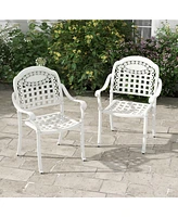 Set of 2 Cast Aluminum Patio Chairs with Armrests