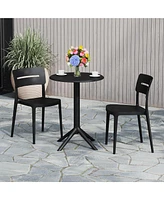 3-Piece Outdoor Resin Patio Bistro Set with Stackable Dining Chairs