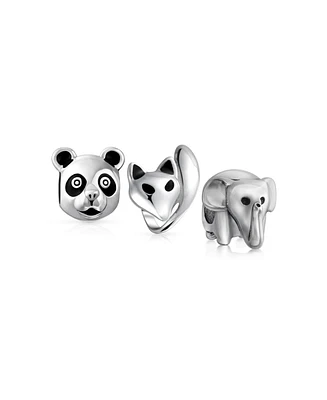 Bling Jewelry Set of 3 Koala Panda, Elephant, Foxy Lady Animal Fox Charm Bead Sterling Silver
