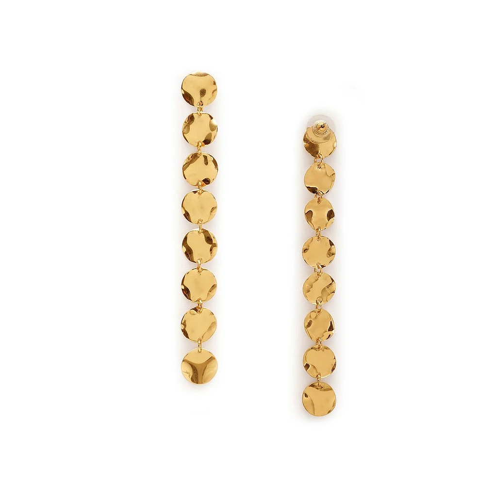 Sohi Women's Gold Plated Designer Dented Drop Earrings