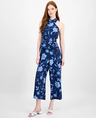 Tommy Hilfiger Women's Floral-Print Peplum Halter Jumpsuit