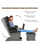 Costway Baby Nursery Relax Rocker Rocking Chair Glider & Ottoman Set w/Cushion