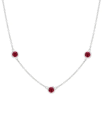 Lab Grown Ruby Bezel Station 18" Collar Necklace (1 ct. t.w.) in Sterling Silver