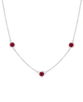 Lab Grown Ruby Bezel Station 18" Collar Necklace (1 ct. t.w.) in Sterling Silver