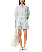Lacoste Usa Women's Linen Oversized Striped Shirt