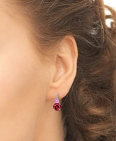 Lab Grown Ruby (3-1/5 ct. t.w.) & Lab Grown Pink Sapphire (5/8 ct. t.w.) Leverback Drop Earrings in Sterling Silver