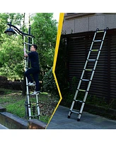 8.5 ft. Reach Aluminum Alloy Multi-Purpose Folding Telescopic Ladder Step Stool Ladder