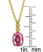 Lab Grown Pink Sapphire Oval 18" Pendant Necklace (2-1/10 ct. t.w.) in 14k Gold-Plated Sterling Silver