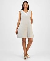 Charter Club Women's Embellished 100% Linen Mini Dress, Exclusively at Macy's