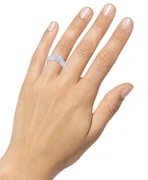 Diamond Oval Halo Three Row Engagement Ring (1 ct. t.w.) 14k Yellow or White Gold