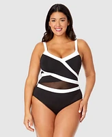 Anne Cole Plus Mesh-Trim One-Piece Swimsuit