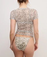 Good American Women's Snake-Print Mesh T-Shirt Cover-Up