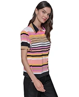 Karl Lagerfeld Paris Women's Conversational Striped Camp Shirt