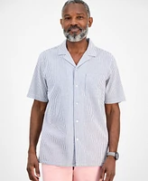 Club Room Men's Short Sleeve Striped Seersucker Button-Front Camp Shirt, Exclusively at Macy's