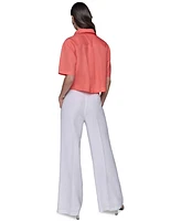 Karl Lagerfeld Paris Women's Cropped Short-Sleeve Shirt