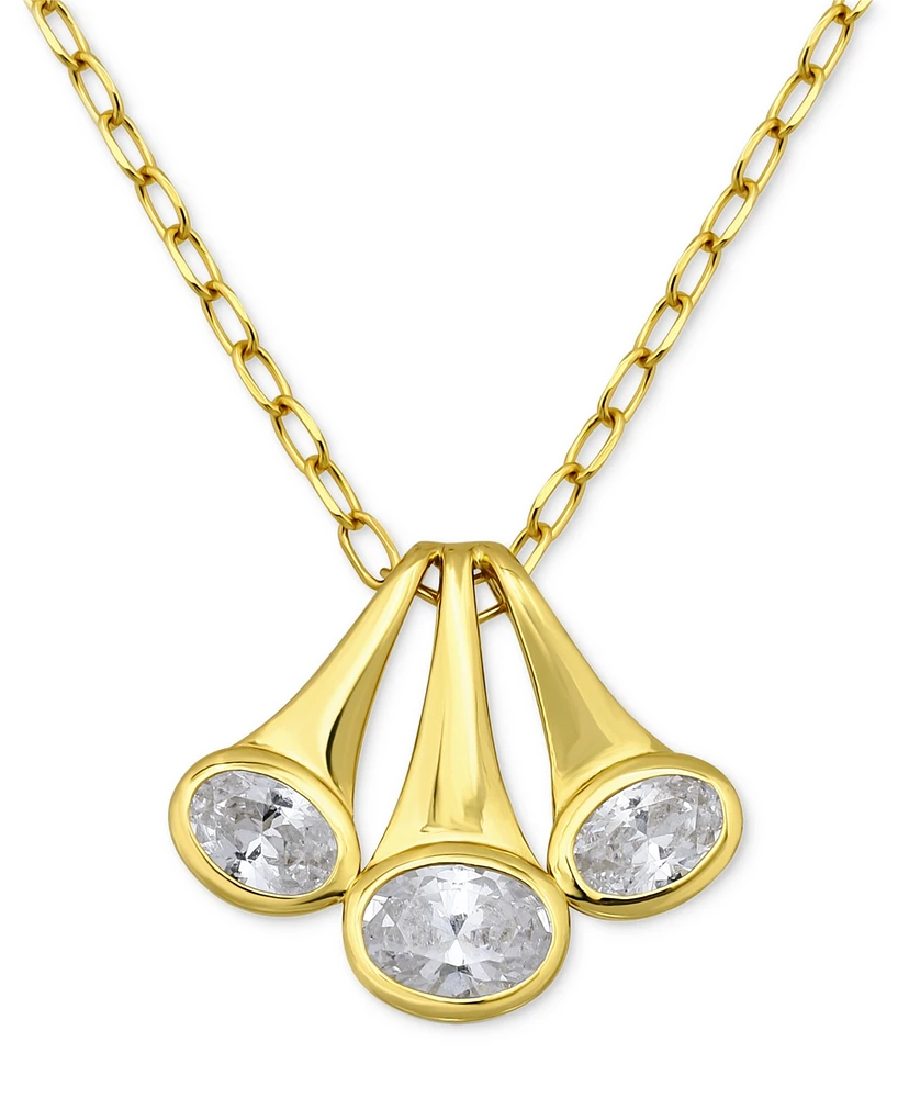 Giani Bernini Cubic Zirconia Triple Horn Pendant Necklace 18k Gold-Plated Sterling Silver (also Silver), 16" + 2" extender, Exclusively