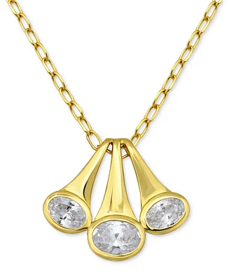 Giani Bernini Cubic Zirconia Triple Horn Pendant Necklace 18k Gold-Plated Sterling Silver (also Silver), 16" + 2" extender, Exclusively