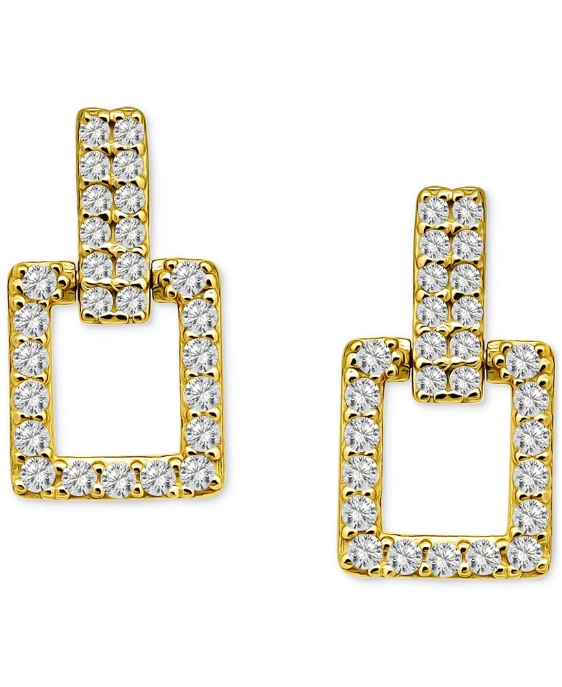 Giani Bernini Cubic Zirconia Square Doorknocker Drop Earrings, Exclusively at Macy's